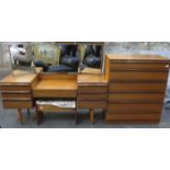 TEAK CHEST OF SIX DRAWERS,