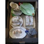 SUNDRY LOT INCLUDING VICTORIAN BABY PLATE, CARLTON WARE AND CROWN DEVON, ETC.