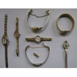 SIX VARIOUS GOLD COLOURED ACCURIST WRISTWATCHES PLUS ONE OTHER GOLD COLOURED WRISTWATCH