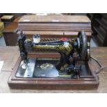 MAHOGANY CASED SINGER SEWING MACHINE