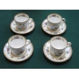 SET OF FOUR COPELAND SPODE PEPLOW COFFEE CUPS AND SAUCERS