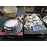 TWO BOXES INCLUDING BLUE AND WHITE CERAMICS, ASHETTE AND PART TEA SETS, ETC.