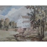 GEORGE L BEHREND, FRAMED WATERCOLOUR DEPICTING A CONTINENTAL COUNTRYSIDE SCENE,