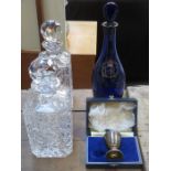 BRISTOL BLUE GLASS DECANTER,