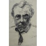 DICK YOUNG CHARCOAL SELF PORTRAIT INITIALED AND DATED APPROX 52cm x 31cm