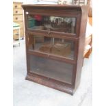 OAK GLOBE WERNICKE THREE SECTION STACKING BOOKCASE