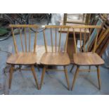 SET OF THREE 1960s ERCOL DINING CHAIRS