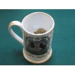 18th/19th CENTURY HANDPAINTED AND TRANSFER DECORATED SURPRISE TANKARD,