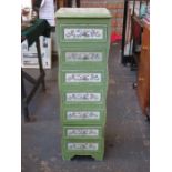 DECORATIVE PAINTED SEVEN DRAWER CHEST