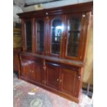 GOOD QUALITY REPRODUCTION MAHOGANY FOUR DOOR GLAZED BOOKCASE