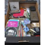 SUNDRY LOT INCLUDING MAPS, PAMPHLETS, COINAGE, COSTUME JEWELLERY, LIGHTERS,