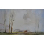 SEAN SEAMUS, FRAMED WATERCOLOUR- UPHOLLAND SCAPE, OCTOBER,