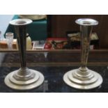 PAIR OF 830 NORWEGIAN SILVER CANDLESTICKS.