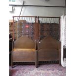 PAIR OF STAPLES & CO EDWARDIAN OAK SINGLE BED FRAME