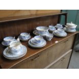 PARCEL OF ORIENTAL STYLE GILDED BLUE AND WHITE TEAWARE