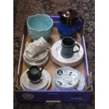 SUNDRY CERAMICS INCLUDING SYLVAC PLANTER, LANGLEY HOT WATER JUG,