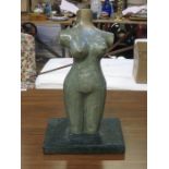 MARBLE EFFECT NUDE SCULPTURE ON STAND,