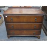 WALNUT THREE DRAWER BEDROOM CHEST