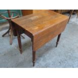 ANTIQUE OAK DROP LEAF PEMBROKE TABLE WITH SINGLE DRAWER