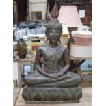 DECORATIVE INDIAN/INDONESIAN STYLE SEATED BUDDHA,