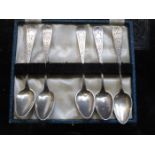 SET OF FIVE 830 NORWEGIAN SILVER SPOONS - MAKER H.