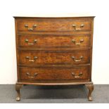 A bow fronted mahogany chest, 75 x 84cm.