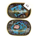 A pair of early 20th Century Japanese cloisonné on bronze pin dishes, W. 12cm.