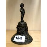 A 19th Century cast bronze dinner bell, H. 13cm.