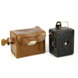 An early Zeiss box camera and case, 8 x 6 x 5cm.