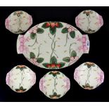 A 19th Century Wedgewood Majolica strawberry set, serving dish W. 42cm.