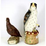 A Melba Ware china figure of an eagle, H. 38cm, together with with a Royal Doulton Famous Grouse