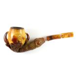 A cased eagle's claw meerschaum pipe, (stem A/F).