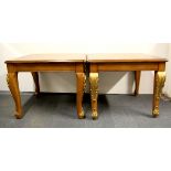 A pair of carved wood and gilt acanthus decorated coffee tables, 70 x 70cm (matching lot 400).
