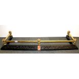 A brass and cast iron Victorian fender, W. 120cm.