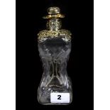 A silver mounted ladies liquor decanter, H. 20cm.