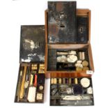 A rare mid 19th Century geologists travelling field kit and contents, including platinum crucibles