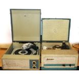Two vintage record players.