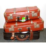 Two vintage cases and a further vinyl case, largest 50 x 29 x 12cm.