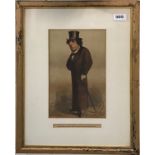 A Victorian framed print of Disraeli, 38 x 51cm, and a further Vanity Fair print of a tennis