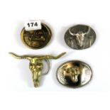 Four American belt buckles.