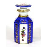 A 19th century French porcelain hand painted and gilt boudoir bottle, H. 13cm.