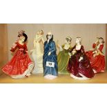 Five Royal Doulton lady figures and one Coalport.