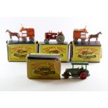 Four Moko Lesney Matchbox Series boxed toy vehicles including No.1, No.4 and two of No.7.