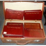 A case of Royal Mail first day cover stamp albums.