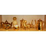 A quantity of gilt metal, glass and porcelain items.