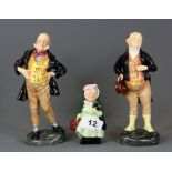 Three Royal Doulton character figures of 'Pickwick - H.N.2099' 'Micawber - H.N.2097' and 'Sairey