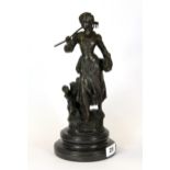 A bronze figure of a young woman after Moreau, H. 31cm.