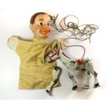 A 1960's rubber and cotton Archie Andrews puppet together with a metal Muffin the Mule.