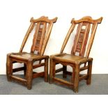 A pair of early 20th Century Chinese elm marriage chairs, H. 81cm.