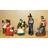 Four Royal Doulton figures, 'Judge' 'The Old Balloon seller - H.N.1315' 'The Wizard' and Drummer